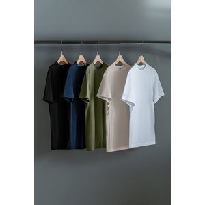 Trendyol Multi-Colored 5-Pack Regular Cut Basic 100% Cotton T-Shirt obraz
