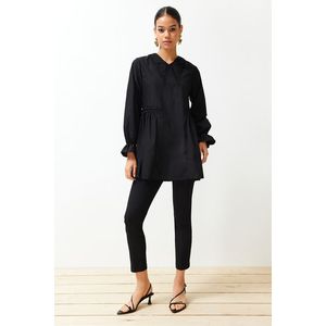 Trendyol Black Collar Detailed Cotton Woven Tunic obraz