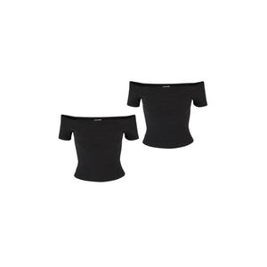 Dámské tričko Organic Off Shoulder Rib - 2 Pack černé+černé obraz