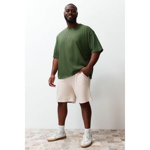 Trendyol Plus Size Stone Regular/Normal Fit Comfortable 100% Cotton Basic Shorts obraz