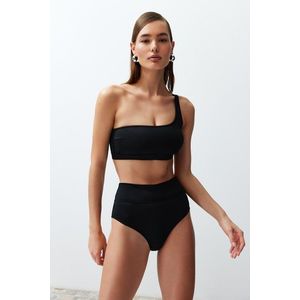 Trendyol Black One-Shoulder High Waist Regular Bikini Set obraz