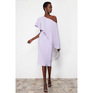 Trendyol Lilac Cape Detailed Woven Elegant Evening Dress obraz