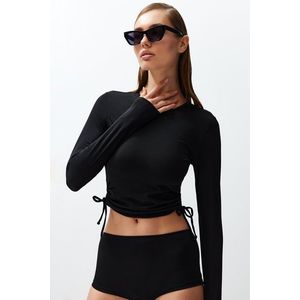 Trendyol Black Swim Tunnel Long Sleeve Bikini Top obraz