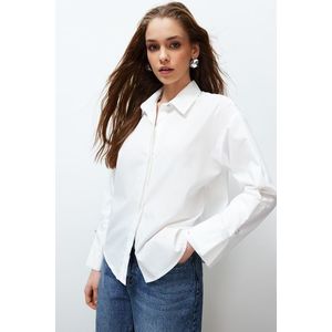 Trendyol Ecru Stone Button Detailed Regular Fit Woven Shirt obraz