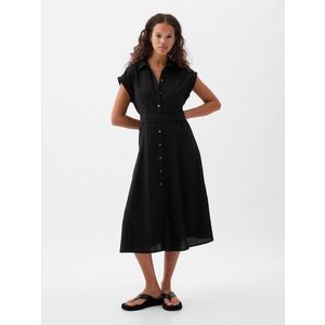 Černé dámské košilové midi šaty s příměsí lnu GAP obraz