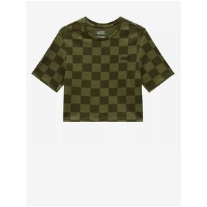 Zelené dámské kostkované cropped tričko VANS Checker - Dámské obraz