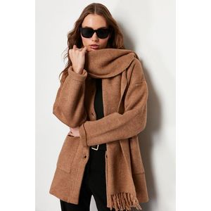 Trendyol Brown Knitwear Shawl Coat obraz