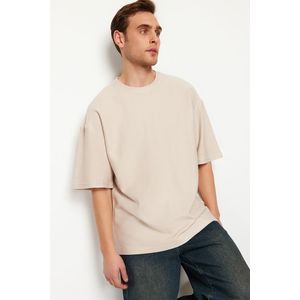 Trendyol Stone Oversize 100% Cotton Textured T-Shirt obraz