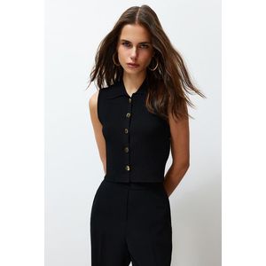 Trendyol Black Crop Premium / Special Yarn Vest Look Knitwear obraz