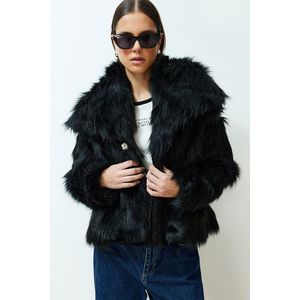 Trendyol Black Oversize Fur Coat obraz