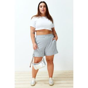 Trendyol Curve Gray Button Detailed Knitted Shorts & Bermuda obraz