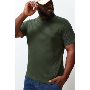 Trendyol Plus Size Khaki Regular/Normální střih Tištěné 100% Bavlněné tričko obraz