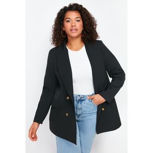 Trendyol Curve Black Oversize Lined Double Breasted Closure Woven Blazer Jacket obraz