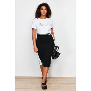 Trendyol Curve Black Color Block Midi Knitted Skirt obraz