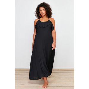 Trendyol Curve Black Long Flounce Beach Dress obraz