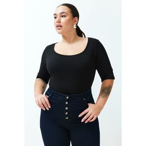 Trendyol Curve Black Fitted Knitted Blouse obraz