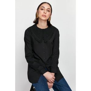 Trendyol Black Baby Collar Cotton Woven Shirt obraz