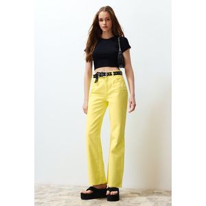 Trendyol Yellow High Waist Wide Leg Jeans obraz