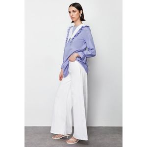Trendyol Lilac Frilly Baby Collar Detail Cotton Woven Shirt obraz