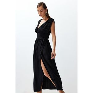 Trendyol Black Maxi Woven Slit Beach Dress obraz