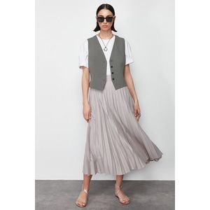 Trendyol Gray Pleated Woven Skirt obraz