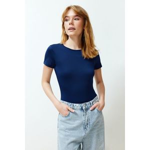 Trendyol Navy Blue Short Sleeve Elastic Snap Knitted Bodysuit obraz