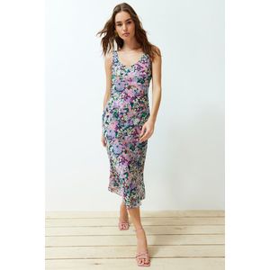 Trendyol Multicolored Floral Chiffon Lined Midi Woven Dress obraz