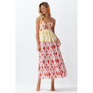 Trendyol Floral Pattern Maxi Woven Tie Beach Dress obraz