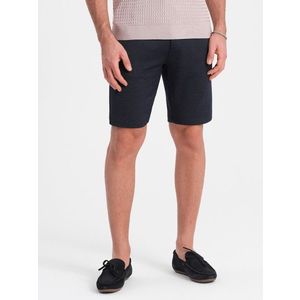 Ombre Men's structured knit shorts with chino pockets - navy blue obraz