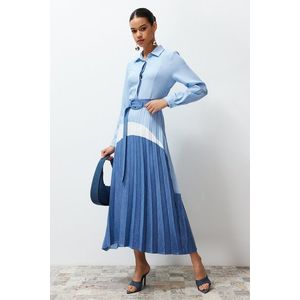 Trendyol Blue Color Block Woven Shirt Dress obraz