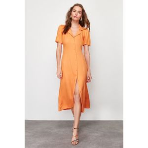 Trendyol Orange Midi Woven Shirt Dress obraz