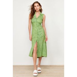 Trendyol Green Floral Viscose Midi Woven Dress obraz