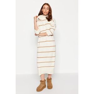Trendyol Stone Striped Wide Fit Maxi Knitwear Dress obraz