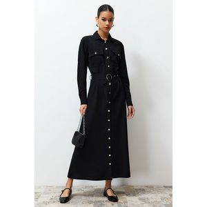 Trendyol Black Button Detailed Dress obraz