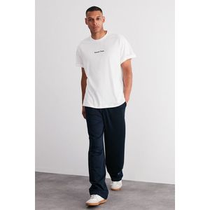 Trendyol Navy Blue Oversize/Relaxed Fit Elastic Waist Sweatpants with Label obraz