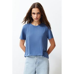 Trendyol Indigo Premium Soft Textured Modal Basic Knitted T-Shirt obraz