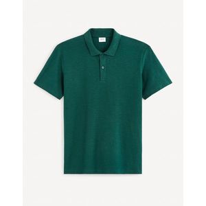 Tmavě zelené pánské basic polo tričko Celio Feflame obraz