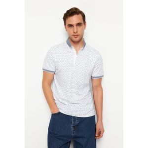 Trendyol White Regular/Regular Fit Patterned Polo Neck T-shirt obraz