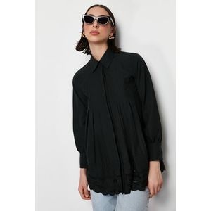 Trendyol Black Brode Detail Cotton Woven Shirt obraz