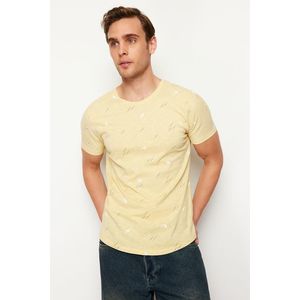 Trendyol Yellow Regular/Normal Fit Patterned T-Shirt obraz