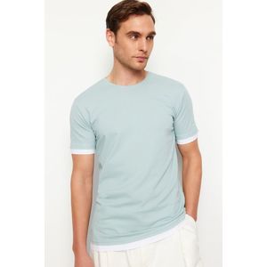 Trendyol Mint Regular/Normal Fit Textured Color Block T-Shirt obraz