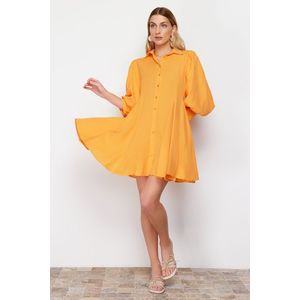 Trendyol Orange Pieced Woven Mini Shirt Dress obraz