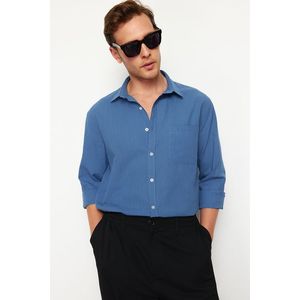 Trendyol Navy Blue Regular Fit 100% Cotton Shirt obraz