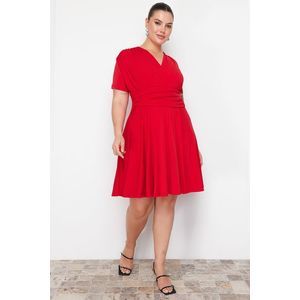 Trendyol Curve Červené Dvouvrstvé Pletené Mini Šaty obraz