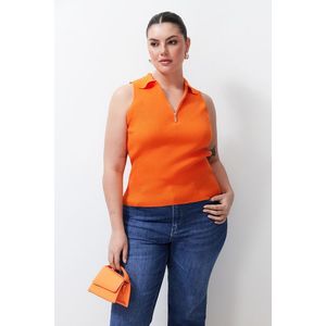 Trendyol Curve Orange Bodysuit Fine Knitwear Zippered Blouse obraz