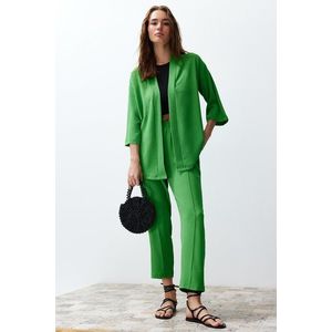 Trendyol Zelený Tkaný Kimono Kalhotový Dvoudílný Set obraz