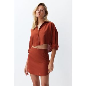 Trendyol Tile Woven 100% Cotton Shirt Skirt Suit obraz