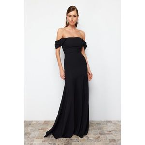 Trendyol Black Plain Fitted Woven Evening Dress & Prom Dress obraz