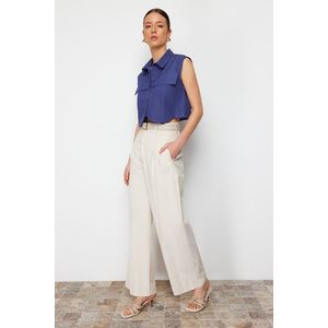 Trendyol Blue Long Pocketed Crop Fitted Woven Shirt obraz