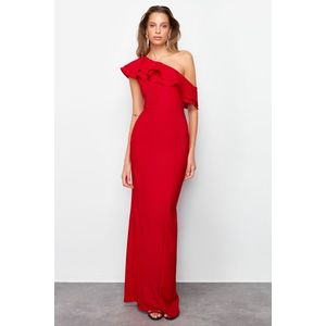 Trendyol Red Flounce Detailed Woven Elegant Evening Dress obraz
